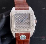 High Quality Fake Cartier Santos Iced Out Replica Watches For Men